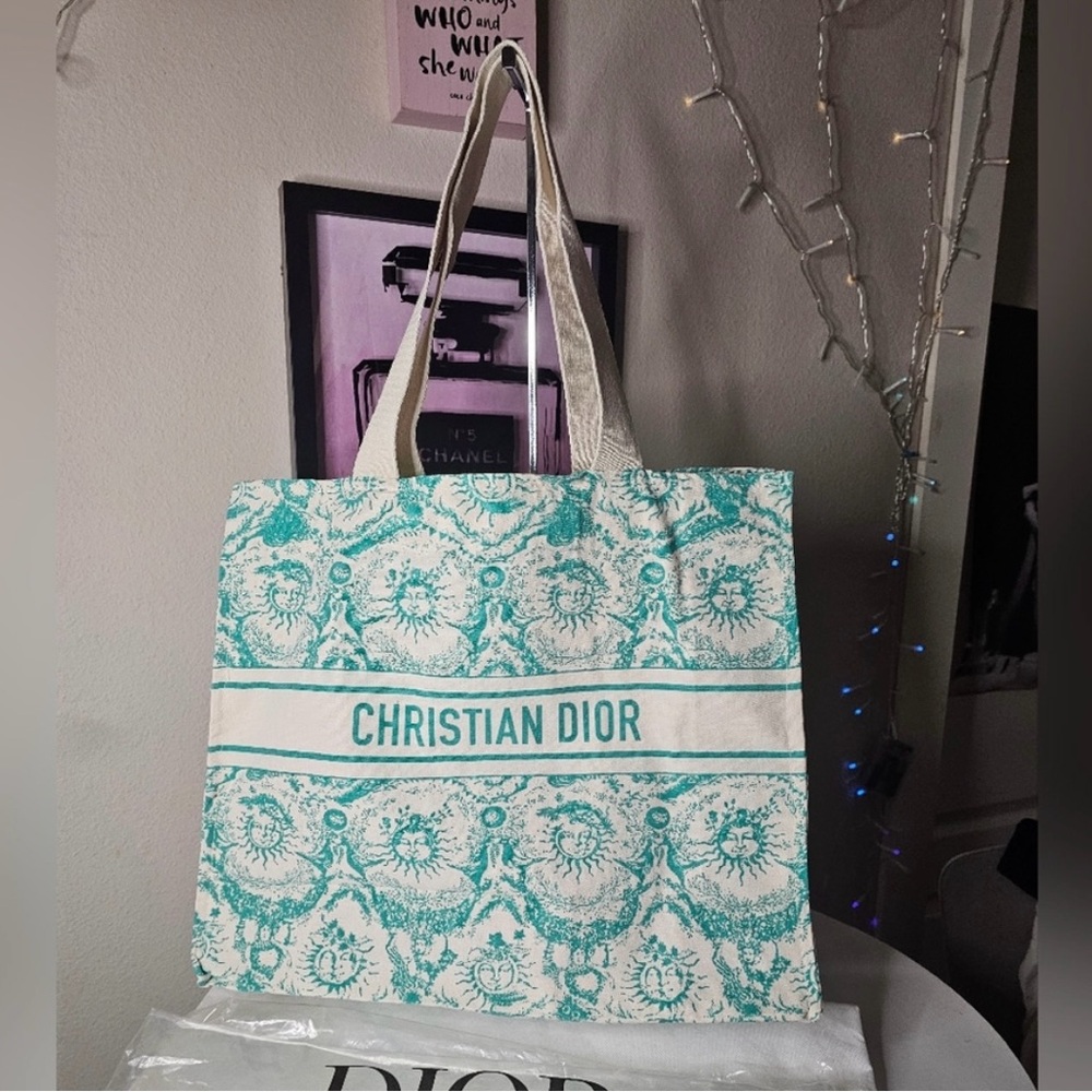 Authentic Dior Dioriviera Aquamarine Cloth Tote